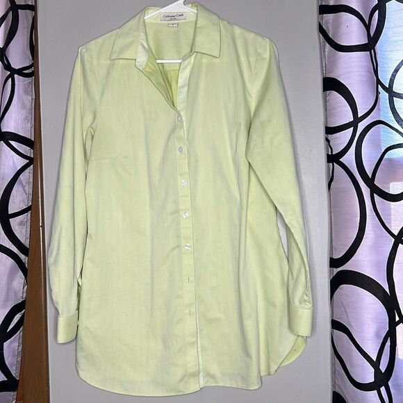 Coldwater Creek light green button front longer length blouse - Picture 1 of 7